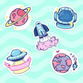 卡通航天宇航员宇宙手绘插画