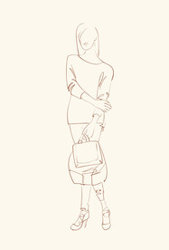 简笔手绘速写模特人物