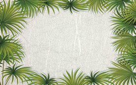 复古北欧手绘小清新植物背景墙