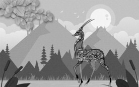 麋鹿树林电视背景墙