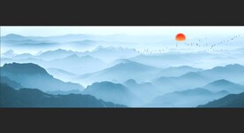 新中式山水画图片