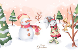 圣诞节元素插画设计