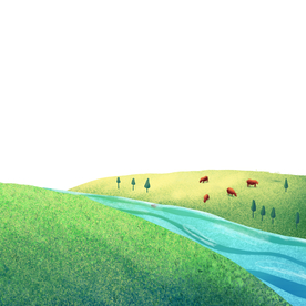 绿色插画河流元素