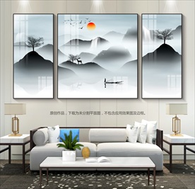 新中式水墨山水画无框画装饰画