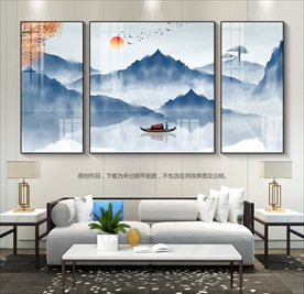 新中式意境山水画客厅装饰画挂画