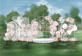 粉色户外迎宾区