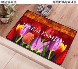 浪漫花卉门垫脚垫