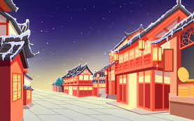 国潮装饰房子古代建筑背景