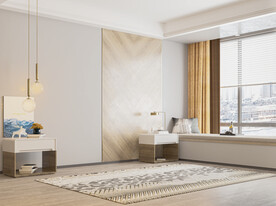 北欧极简卧室背景墙次卧场景空景