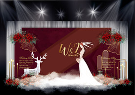 酒红色婚礼效果图