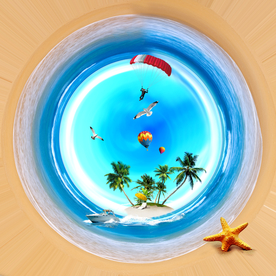 蓝天白云沙滩海岛