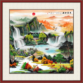 鸿运当头泰山日出画