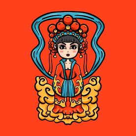 国潮花旦女孩插画