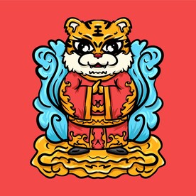 国潮卡通老虎插画素材