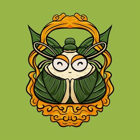 手绘卡通端午节粽子插画