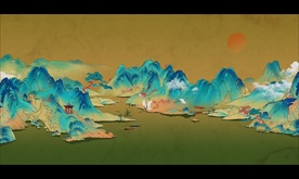 彩色山水 江山图