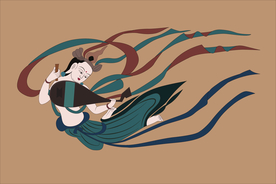 敦煌壁画390窟隋弹琵琶飞天