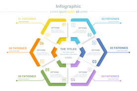 商务PPT六个分项信息图表结构