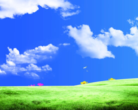 蓝天白云草地