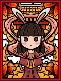 手绘国潮中秋插画