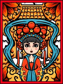 国潮女孩插画海报