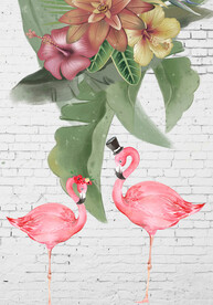 火烈鸟装饰画北欧植物装饰画