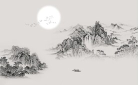 新中式水墨山水风景国画背景墙