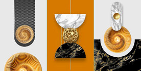 现代晶瓷抽象几何树叶装饰画