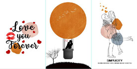 简约北欧风热气球爱情装饰无框画