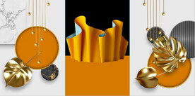 晶瓷抽象立体几何树叶装饰无框画