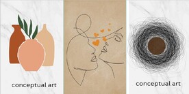 现代抽象人物几何图案装饰无框画