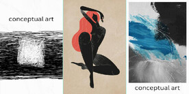 现代抽象水墨人体美女玄关装饰画