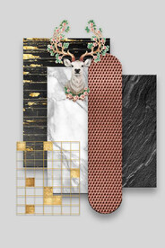 现代3D抽象几何鹿头关装饰画