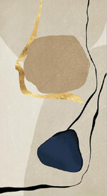 侘寂风抽象金色水墨油画玄关装饰