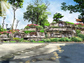 洞窟佛像崖壁景观效果图