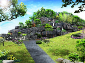 人造假山护坡崖壁景观效果图.