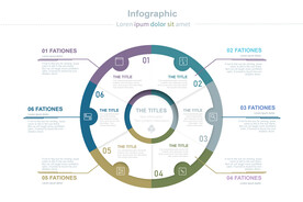 商务PPT六个分项扇形圆形结构
