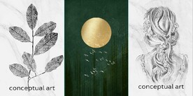 现代北欧风黑白美女风景装饰画