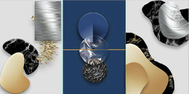 晶瓷现代抽象立体几何装饰无框画