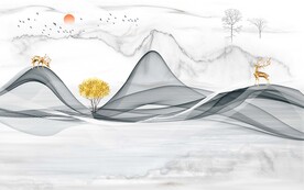 新中式大理石电视背景墙