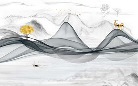 新中式大理石电视背景墙