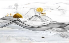 新中式大理石电视背景墙