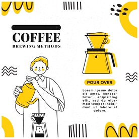 手绘卡通手冲咖啡海报
