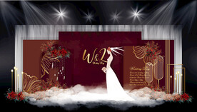 酒红色婚礼效果图
