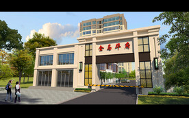 SU小区入口渲染图内含PSD