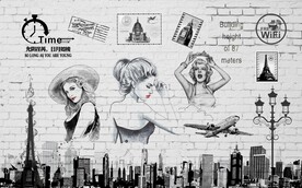 复古手绘欧美背景墙