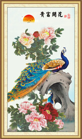 花开富贵 孔雀牡丹图