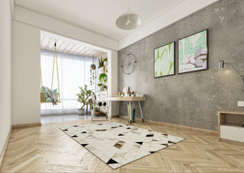 北欧卧室背景墙3D直播场景空景