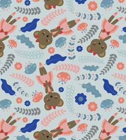 卡通 小熊 线条 叶子