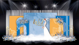 蓝橙色婚礼效果图